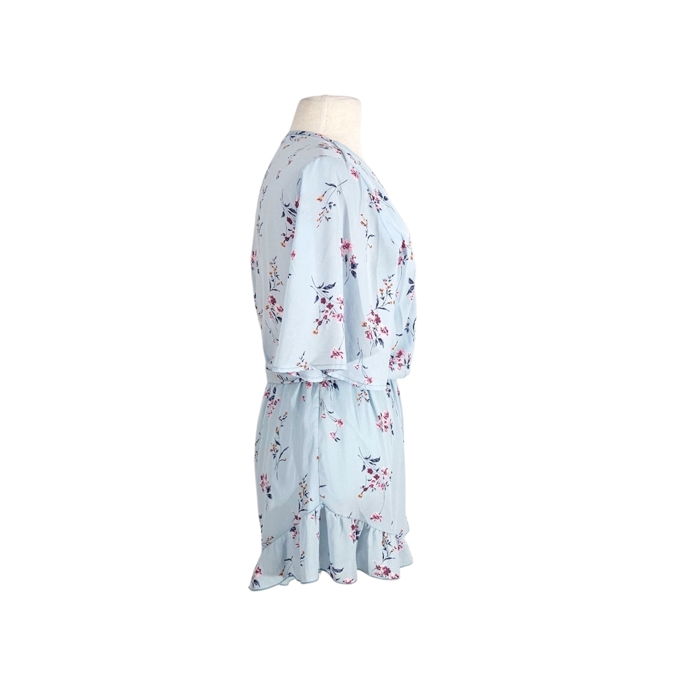 Mod Light Blue Floral Ruffle Romper - Picture 2 of 6